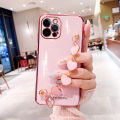 For iPhone 12 Pro Max Back Cover with 3D Love Heart Wristband Chain Fashion Bracelet Shiny Plating Phone Case Soft Silicone Bumper Protective Cover. 