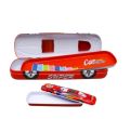 Double Compartment 2 in 1 Car Shape Metal Pencil Box for Girls and Boys Assorted Color and Design. 