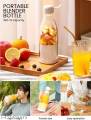 USB Rechargeable Juicer Blender 6 Blades Electric Blender Mini Portable Personal Size USB Rechargeable Mixer 380ml Food Grade Water Bottle Portable Fruit Juicer Machine (Double Click Start) By Bee To Door. 