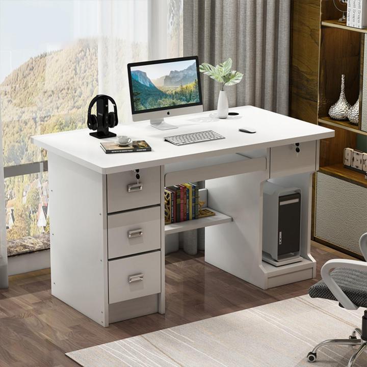 Home Office Desk ,4 Drawer Simple Study Black Desktop Table Bedroom Wooden Pc Computer Desk