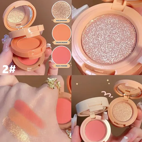 MELLTONG 3-in-1 Make-up Palette – Highlighter, Rouge & Kontur In Einem, Mit Spiegel Für Natürlichen Look