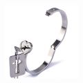 Matching Puzzle Couple Key Necklace And Heart Lock Bracelet For Women Men. 