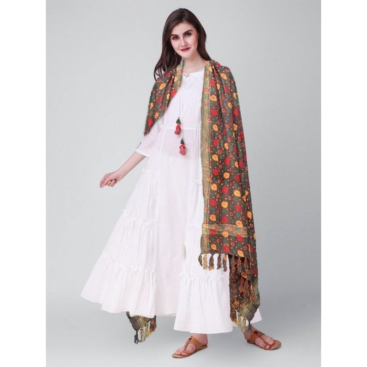 High Quality Design Pure Velvet Printed Shawl  Dark Brown Colour