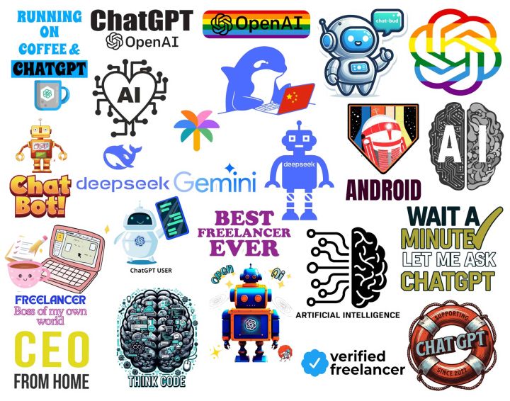 Chatgpt, ai, deepseek stickers, 