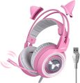 SOMiC G951rosa Casque de jeu Rose Kat écouteur avec lames Virtuell 7.1 et lumière LED, microphone pour ordinateur, PS4, ordinateur portable Ã petite amie, femme (prise USB) USB-Buchse Rose. 