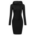 Hoodie Dress Long Sleeve Solid Color Hooded Sweatshirt Dress. 