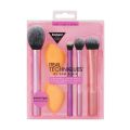 RealTechniques Everyday Essentials Makeup Brush Set with 6 Pieces for foundation, eyeshadow, brush, and concealer and 2 sponge blenders.. 