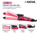 Hair straightener portable hair straightener machine and curler 220V nova hair straightener 2 in 1 machine for women Ceramic Tourmaline Plate Flat Iron Heating 2 in 1 hair straightener & curler design Ceramic Curling Iron Energy Saving Portable size to ca. 