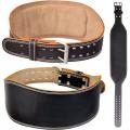 Leather Weight Lifting Belt 6 Inch & 4 inch  for Powerlifting, Weightlifting, Heavy Gym Training Workouts, for Men and Women Padded Leather Contoured Weightlifting Belt with Suede Lining and Steel Roller Buckle. 