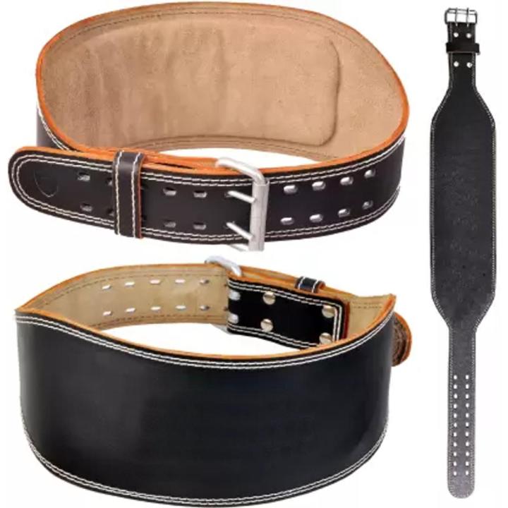 Leather Weight Lifting Belt 6 Inch & 4 inch  for Powerlifting, Weightlifting, Heavy Gym Training Workouts, for Men and Women Padded Leather Contoured Weightlifting Belt with Suede Lining and Steel Roller Buckle