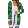 Casual Cardigan Oversized Christmas Print Casual Sweater Coat. 