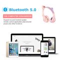 P47 wireless headset HiFi bass Bluetooth headphone cute cat ear earphone stereo foldable audio MP3 adjustable headable music headphone with mic for all smart phones. 