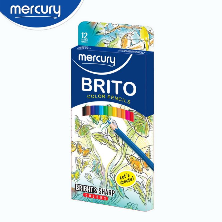 Mercury Brito Color Pencils (Full Size) 12 Colors / 15 Colors - School Accessories - Colour Pencils - Drawing Pencils