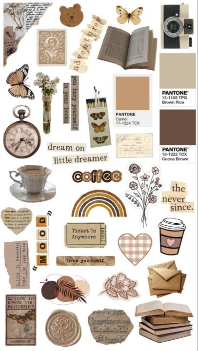 Vintage Collage Ephemera Stickers – Aesthetic A6 Sticker Sheet (15x10 ...