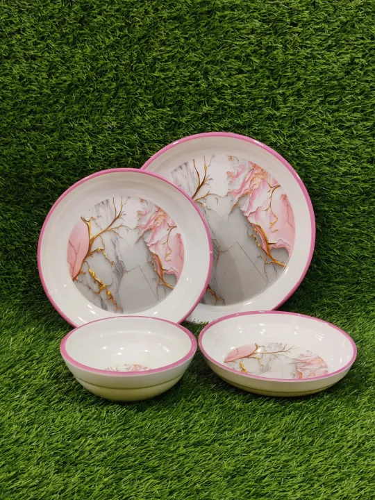 34%5C42%20Pcs%20Complete%20Pink%20Full%20Print%20Melamine%20Durable%20Dinner%20set-%20Double%20Glazed%20-%20Image%203