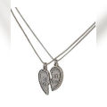 Best Friend Broken Heart Pendant - Silver. 