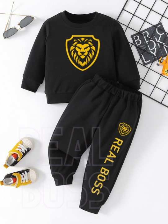 Real Boss By Rich Man Winter Tracksuit For Kids(T-Shirt + Trouser) - Tshirts For Boys / Tshirts For Girls