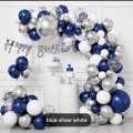 Pack of 57 pcs theme set Birthday Decoration for all person age group  . banner. arch tape. glue/double tape and 54 different colors balloons    | Blue and Silver Balloons for Birthday Decorations ( see pic no 7) for all disprition. 