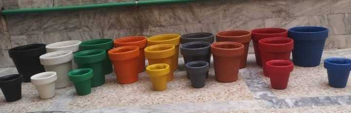 Pack of 4 Colorful Unbreakable Fiber Plastic Pots For Flowers & Plants  5,8,9inch