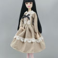 Khaki White Lace Lolita Fashion Doll Dress For Barbie Doll Outfits Clothes For 1/6 BJD Doll Party Gown Toys For Children. 
