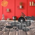 SONEX Non Stick Cookware set Gift pack -Mega Super Gift PackWith Glass Lid 18 Pcs Shadi Set - Fry Pan- Cooking Wok - Sauce Pan - Cooking Handi x3 - Tawa & Spoons. 