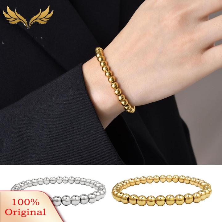 Stylish Golden Beads Bracelet for Men Women Perfect Party Jewelry Daily Outfit Accessory Elastic Bangle Great Gift Idea