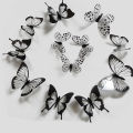 12/24 Pcs 3D Wall Stickers Black and White Butterfly Wall Stickers DIY Art Home Decor Wall Decals Fridge Stickers Wedding Decor. 