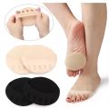 2Pcs Five Toes Forefoot Pads for Women, Cotton High Heel Insoles, Foot Pain Relief, Shock Absorbing, Stretchable Size, Black/Beige. 