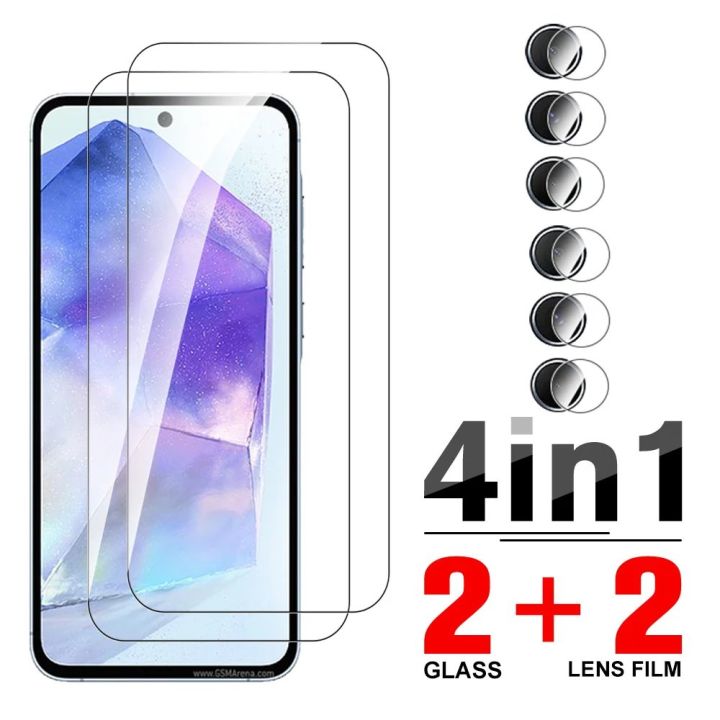 For Samsung Galaxy A55 5G 4in1 Full Screen Screen Protector + Camera Film for Galaxy a55 Samsung A55 6.6 inch 2024 Safety Explosion Proof Glass Film
