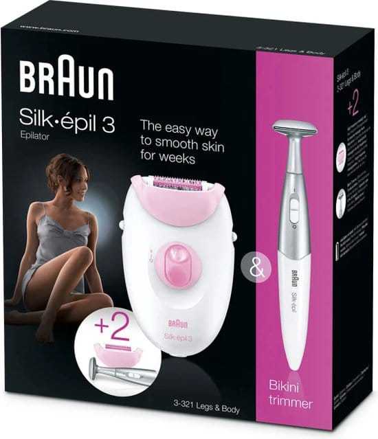 Braun Silk-Epil 3 3-321 Epilator with Massage Rollers and Comb for Bikini Area