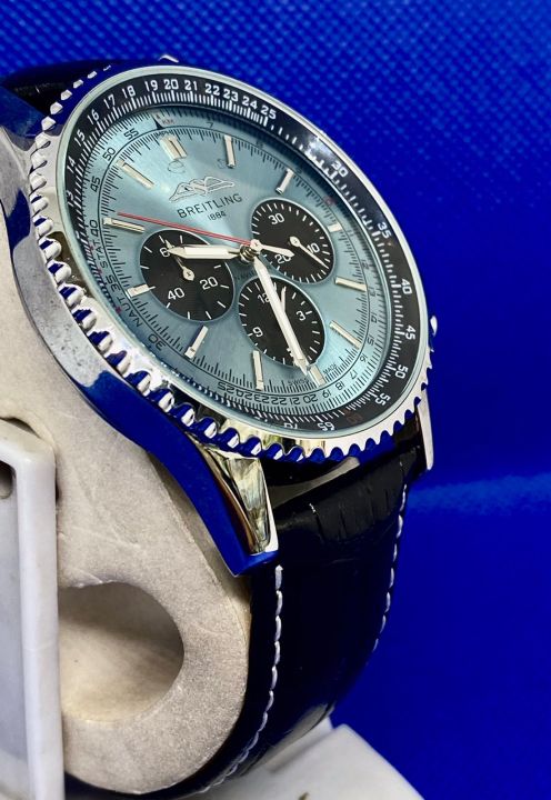 Breitling 1884 Design Best Watch Black Straps Unique Design Best Color Powder Blue