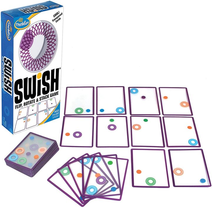Think Fun Swish Card Game For Kids Funny Transparent Card Game & Toy Overlapping Board Card Games Family Challenge Fun Swish Logical Thinking Transparent Color Shapes Children's Party Toys