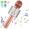 WS 858 Portable Rechargeable Wireless Bluetooth Microphone & HiFi Speaker KTV Handheld Karaoke Singing Mic For Kids & Adults Best For Birthday Gift Home Party Indoor Outdoor Entertainment Song and Naat Singing Wireless Mic. 