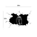 Halloween Evil Skull Sticker Broken Glass Window Effect Keep Silent Gesture Black Grim Reaper Sticker Car Window Decal. 