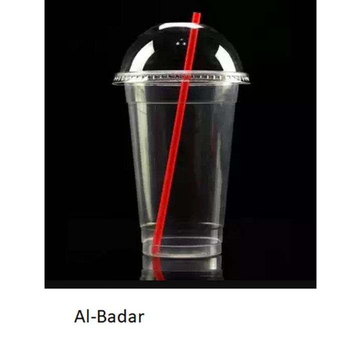 Dome lid Disposable plastic Juice glass 480 ml / 16 oz with cap and straw (pack of 12 )