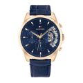 Tommy Hilfiger Wrist Watch For Men Quartz Leather Strap Blue Dial 44mm Watch 1710451. 