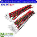 6 /15/ 30 Pairs JST PH 2.0mm 2 Pin Micro Electrical Male and Female Jack Terminal Wire Connector for Toys Battery 20cm 26AWG by Electrica. 