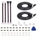 5050 4Pin LED Strip Connector Kit with  6.6ft RGB Extension Cable, Strip to RGB Controller Jumper, LED Strip to Strip Jumper, L Shape Connectors, Gapless Connector. 