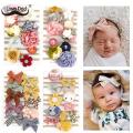 10Pcs/Set Lace Flower Baby Girls Headband Bowknot Elastic Infant Newborn Hair Band Cute Baby Headwear Hair Accessories. 