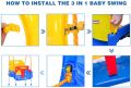 3-in-1 Baby Swing Seat, Toddler Swing, Anti-Flip Snug & Secure Detachable Infants to Teens Kids Swing Seat for Outside Playground, Blue. 