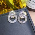 Huitan Dazzling Crystal Zircon Shape 8 Women Stud Earring Fashion Jewelry Wedding Party Office Lady Versatile Earrings. 