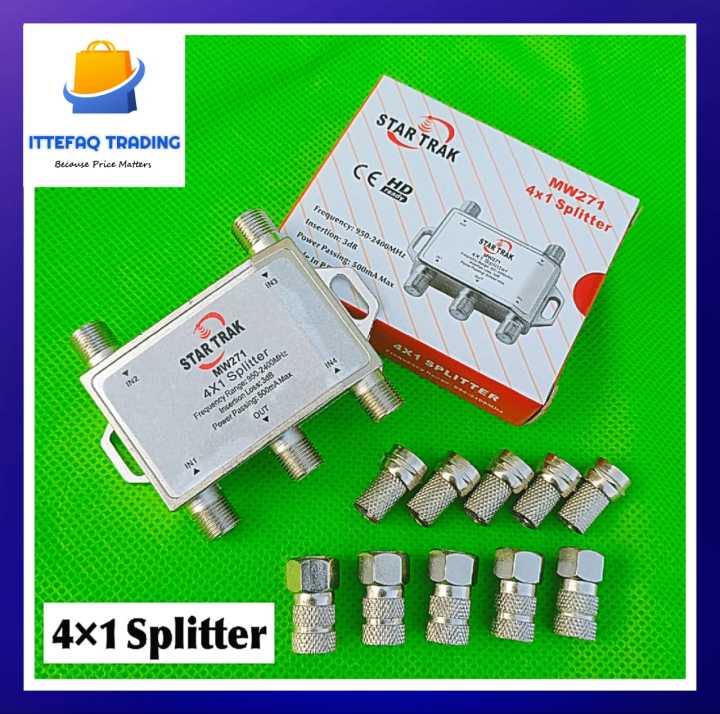 DiSEqC Switch 4x1 With 5 RG6 and 5 RG7 Connectors For Dishes 4 LNB Connect High Quality
