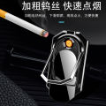 Cross-border supply Mobile Phone Holder Cigarette Lighter Creative usb Fastened Ring Charging Lighter Electric arc lighter. 