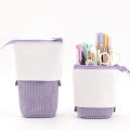 ANGOO Corduroy Retractable Drop-Down Pencil Case Student Stationery Storage Bag. 