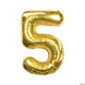 Number Foil Balloons 16" INCH, Metallic Golden 0,1,2,3,4,5,6,7,8,9 , Theme Birthday Party, Foil Balloons, Birthday Balloons - Golden. 