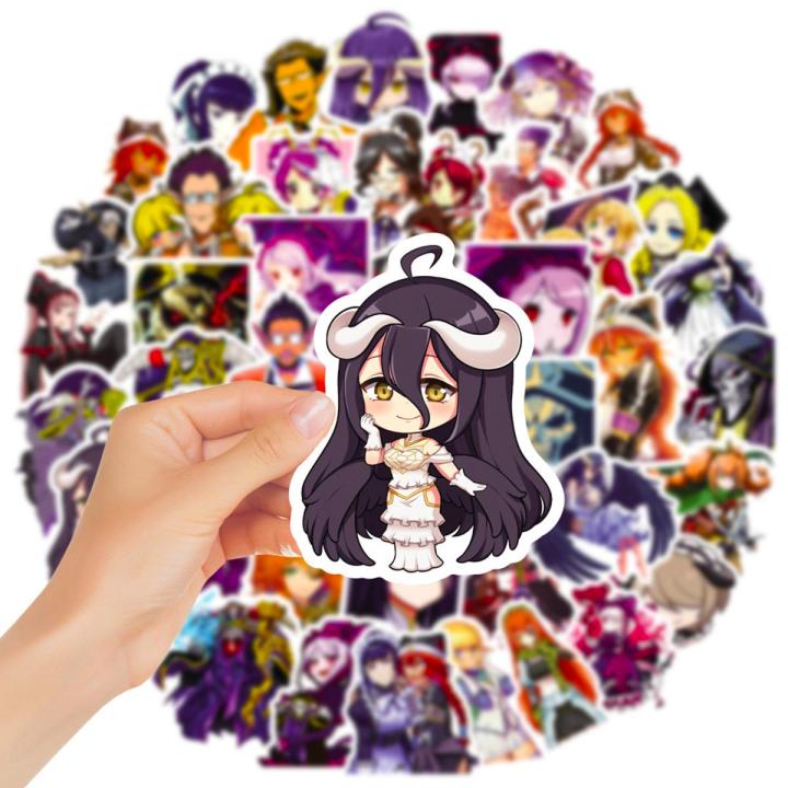 10/50pcs Anime Overlord Stickers Momonga Albedo Sticker For Laptop Waterproof Graffiti Skateboard Sticker DIY Toy Motorcycle