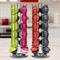 Oasiswj Rotating 24 Capsule Coffee Pod Holder Stainless Steel Tower Stand Rack Dispenser for Dolce Gusto Non Slip Felt Base. 