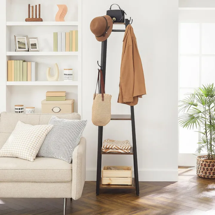 Coat%20Rack%20with%203%20Shelves,%20Stand%20with%20Hooks%20for%20Scarves,%20Bags%20and%20Umbrellas,%20Steel%20Frame,%20Industrial%20Style,%20Rustic%20Brown%20and%20Black%20-%20Image%206