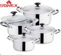 Sonex Mega Classic – 4 Cooking Pots Set – Stainless Steel. 