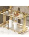 Cosmetics 2 Tier Bathroom Organizer Storage makeup storage perfumes with marble glass plates. 